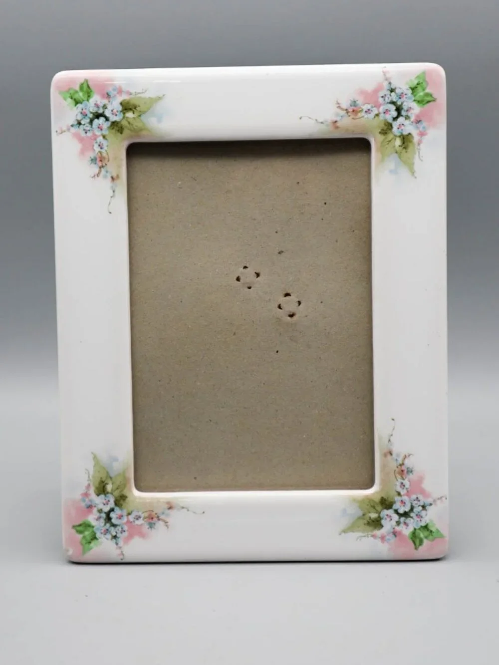 Vtg Ceramic Floral Picture Frame Easel-style Cottagecore Shabby Chic Victorian